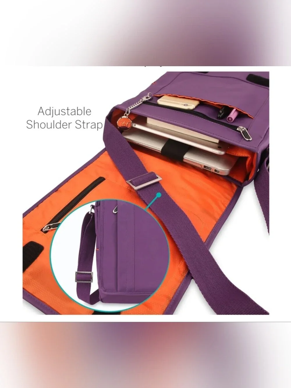 Purple Men's Crossbody Messenger Bag - Unbranded - Picture 3 of 8